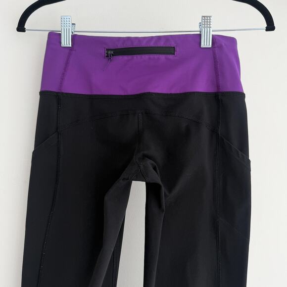 Lululemon Pants Womens 4 Black Violet Run Clear As Mud Low Rise Luxtreme Y2K - Picture 5 of 8